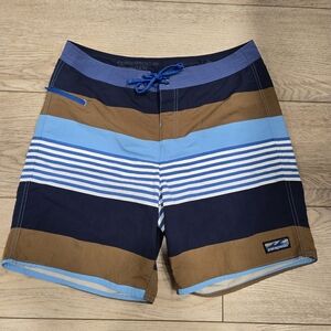 Patagonia Men's Swim Shorts - Navy, Light Blue, and Brown